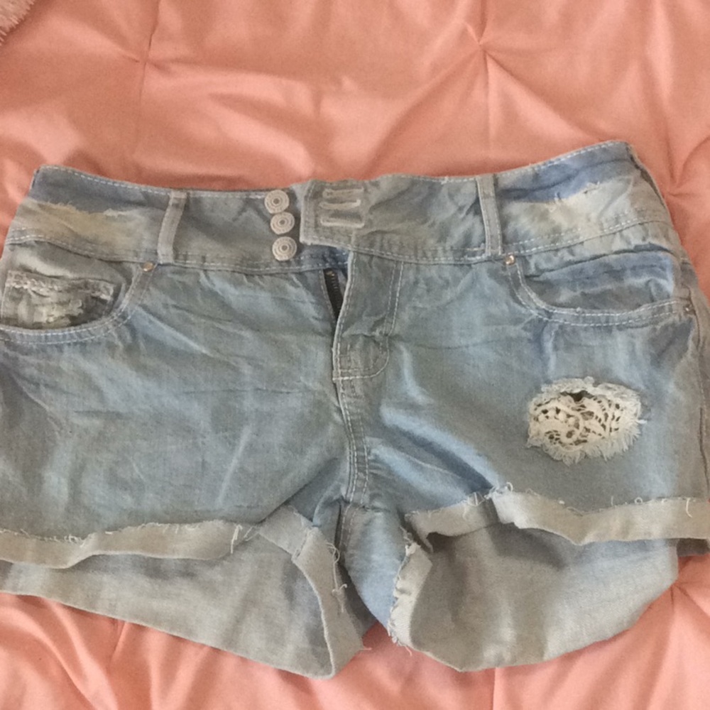 Light washed jean shorts